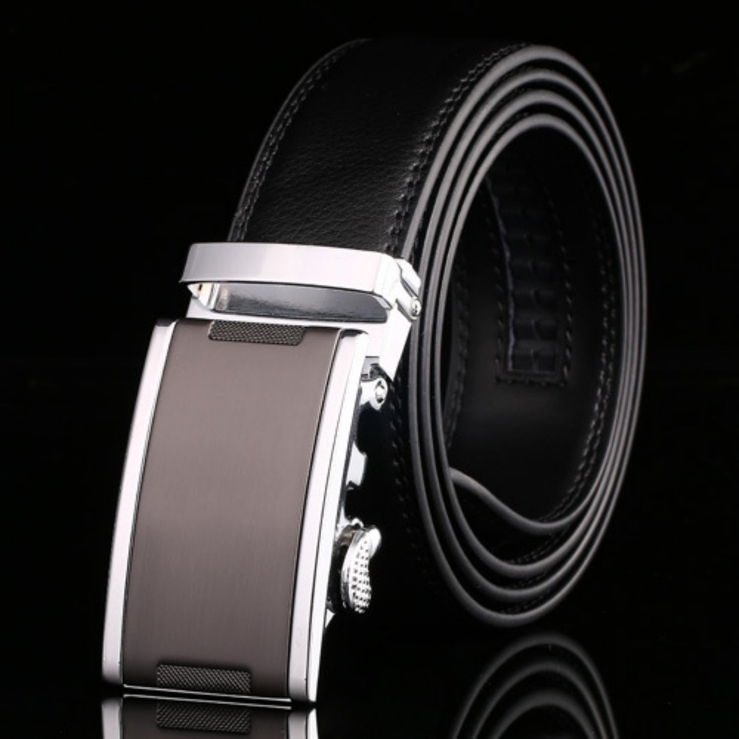 Ceinture en cuir de vachette à boucle automatique pour homme