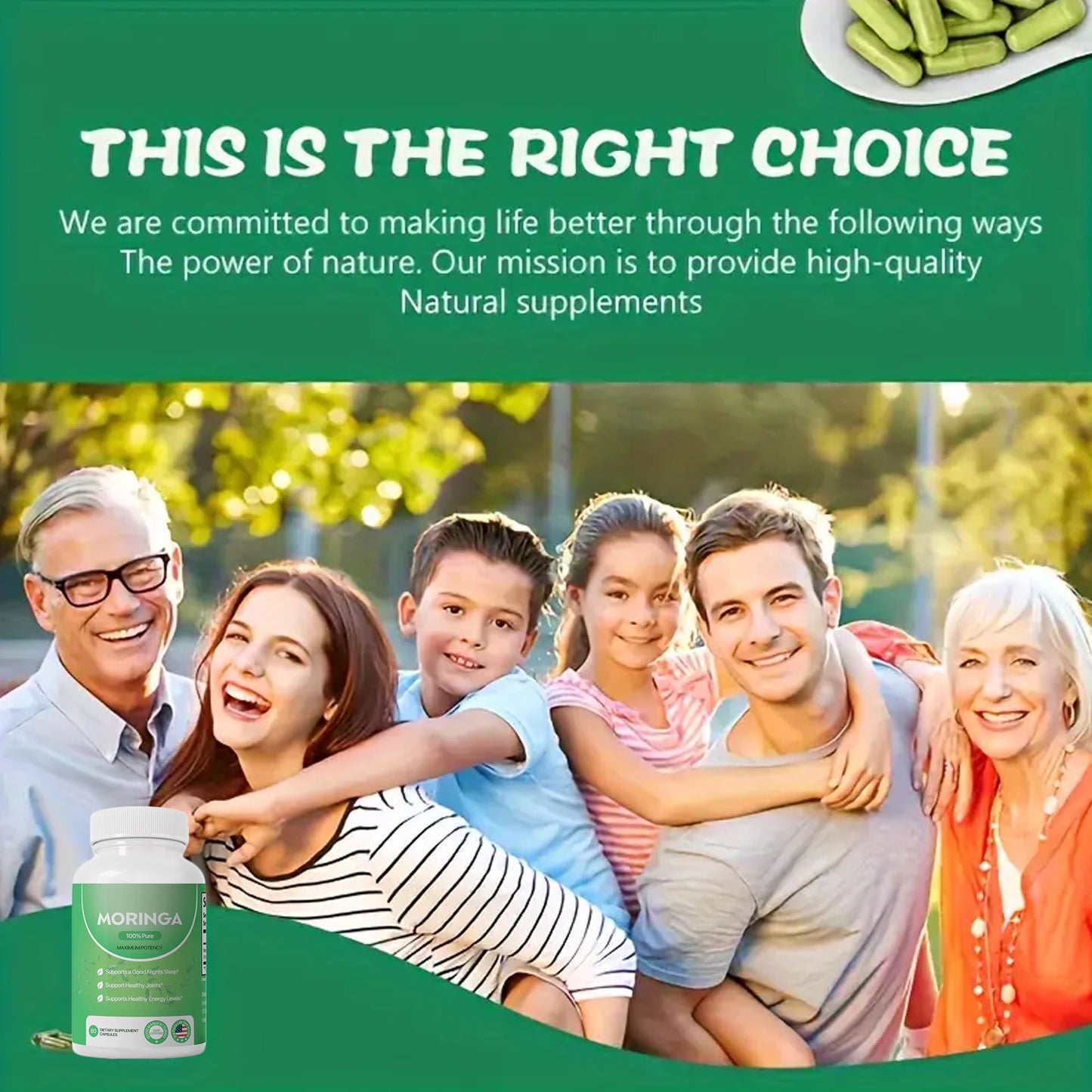 Gélules de Moringa, Pure Moringa Energy, Metabolisme et Immune Support