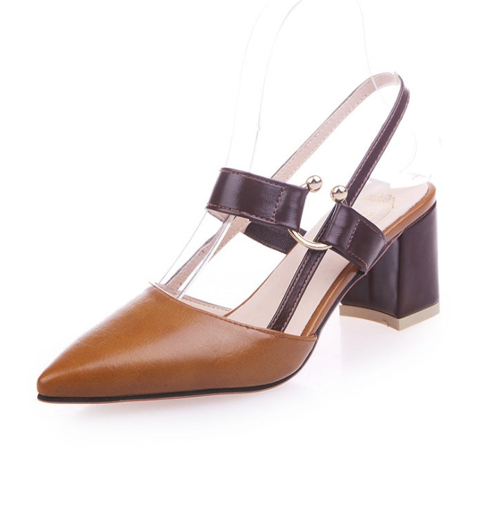 nouveau creux sandales grossières talons hauts talons peu profonds bouche pointu baotou chaussures chaussures de travail femmes Femmes