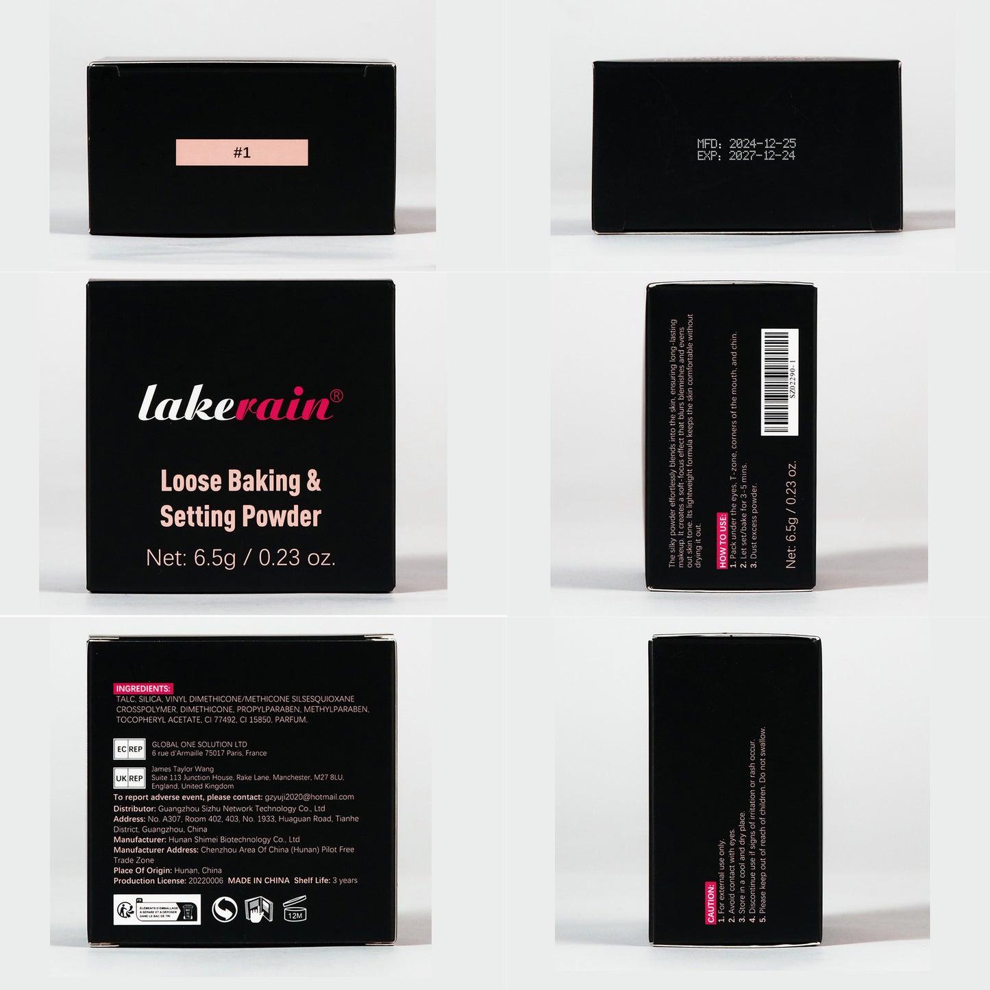 Boîte carrée de finition poudre libre couleur de peau uniforme