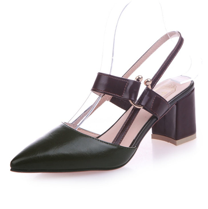 nouveau creux sandales grossières talons hauts talons peu profonds bouche pointu baotou chaussures chaussures de travail femmes Femmes