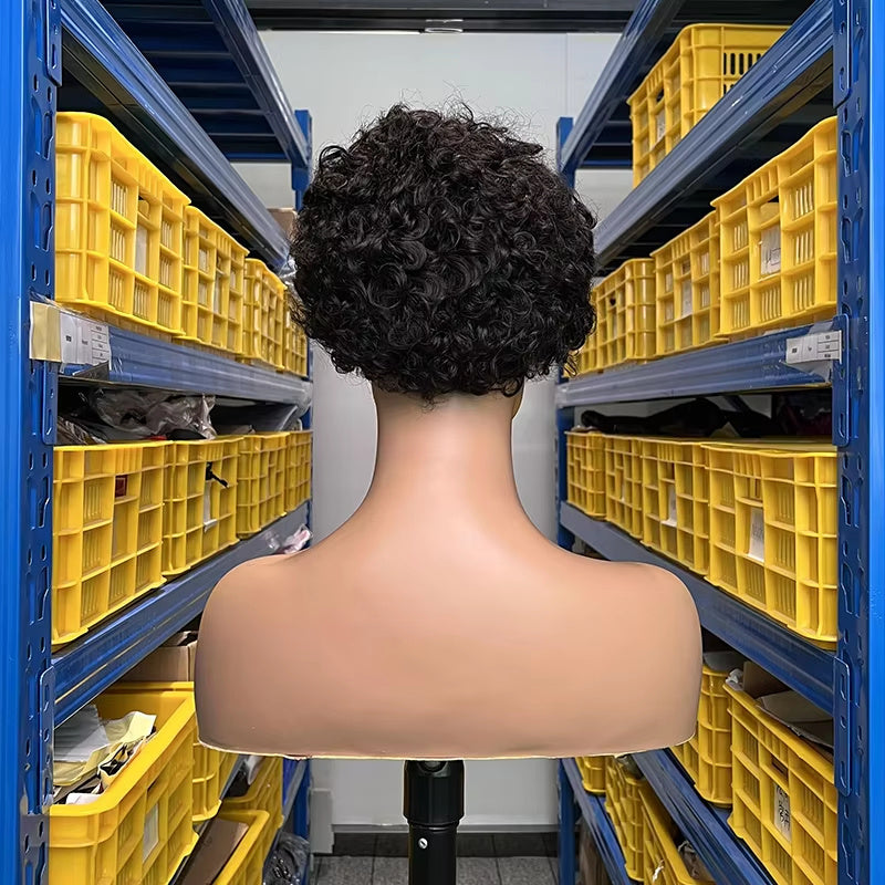 Brésilien Pixie Cut Perruque Cheveux Humains 13X1 Court Bouclé Dentelle Avant Perruques Hu...