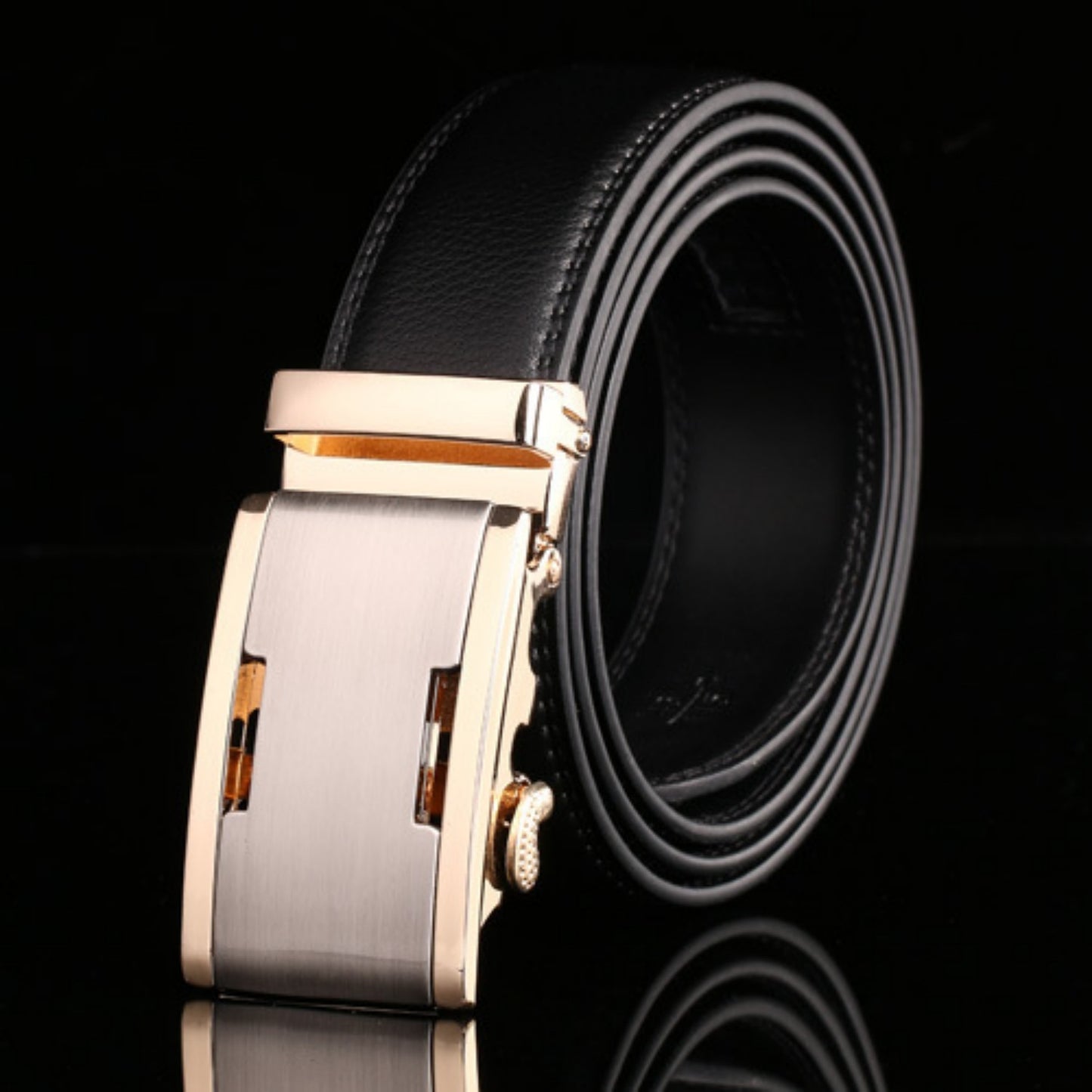 Ceinture en cuir de vachette à boucle automatique pour homme