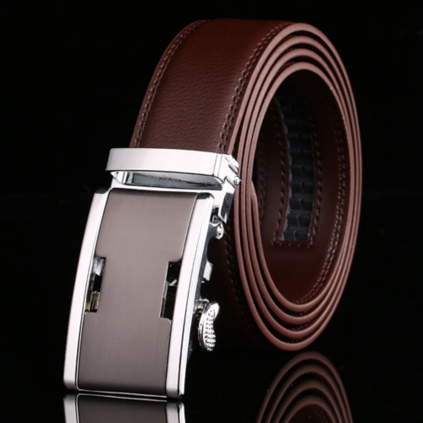 Ceinture en cuir de vachette à boucle automatique pour homme