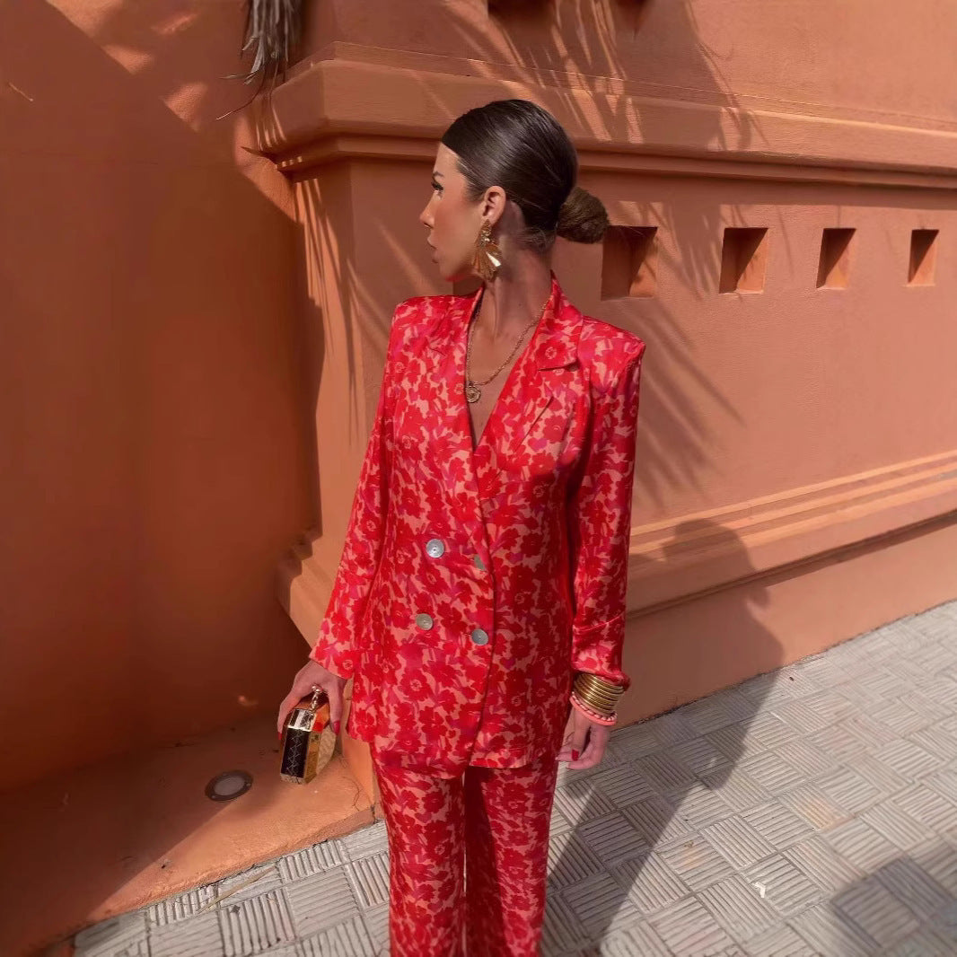 Pantalon large Blazer de mode deux pièces européen et américain
