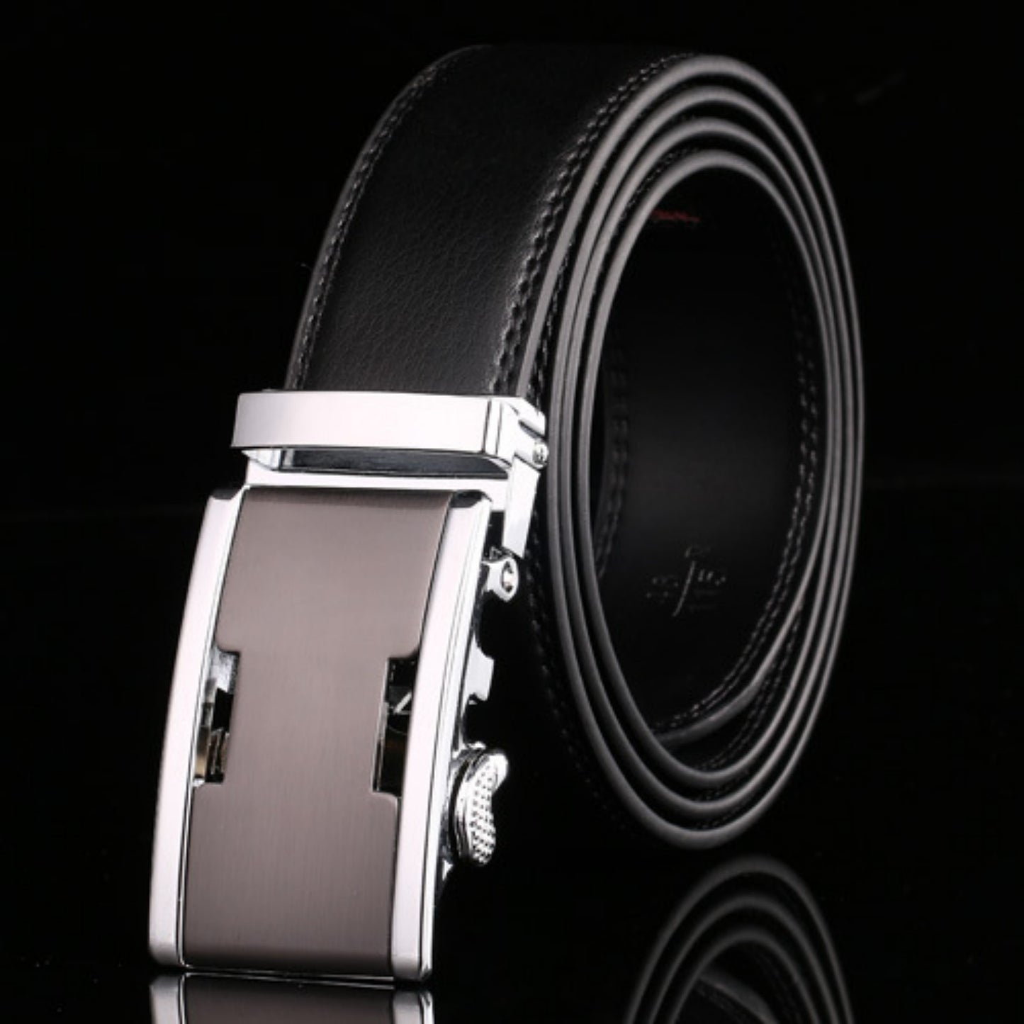 Ceinture en cuir de vachette à boucle automatique pour homme