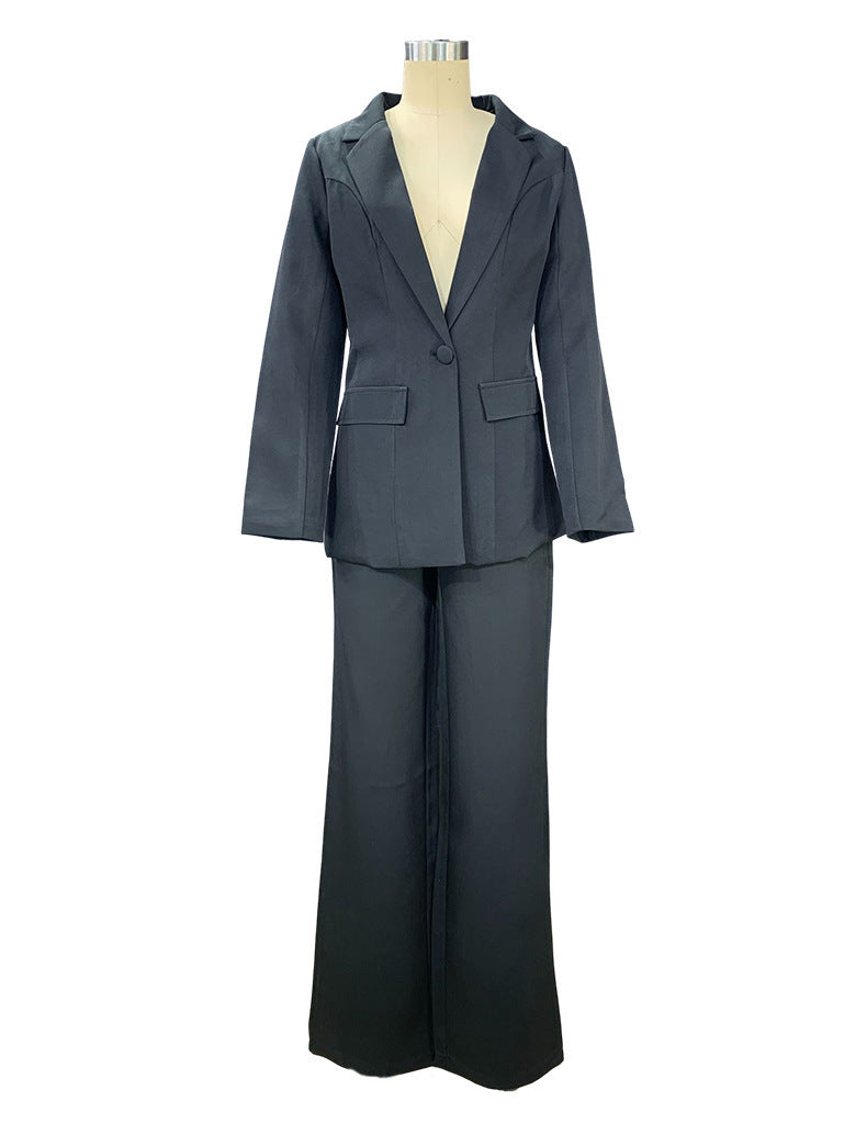 Ensemble de 2 pièces Printemps Élégant Solide À Manches Longues Blazer Costume Et Pantalon Pour...