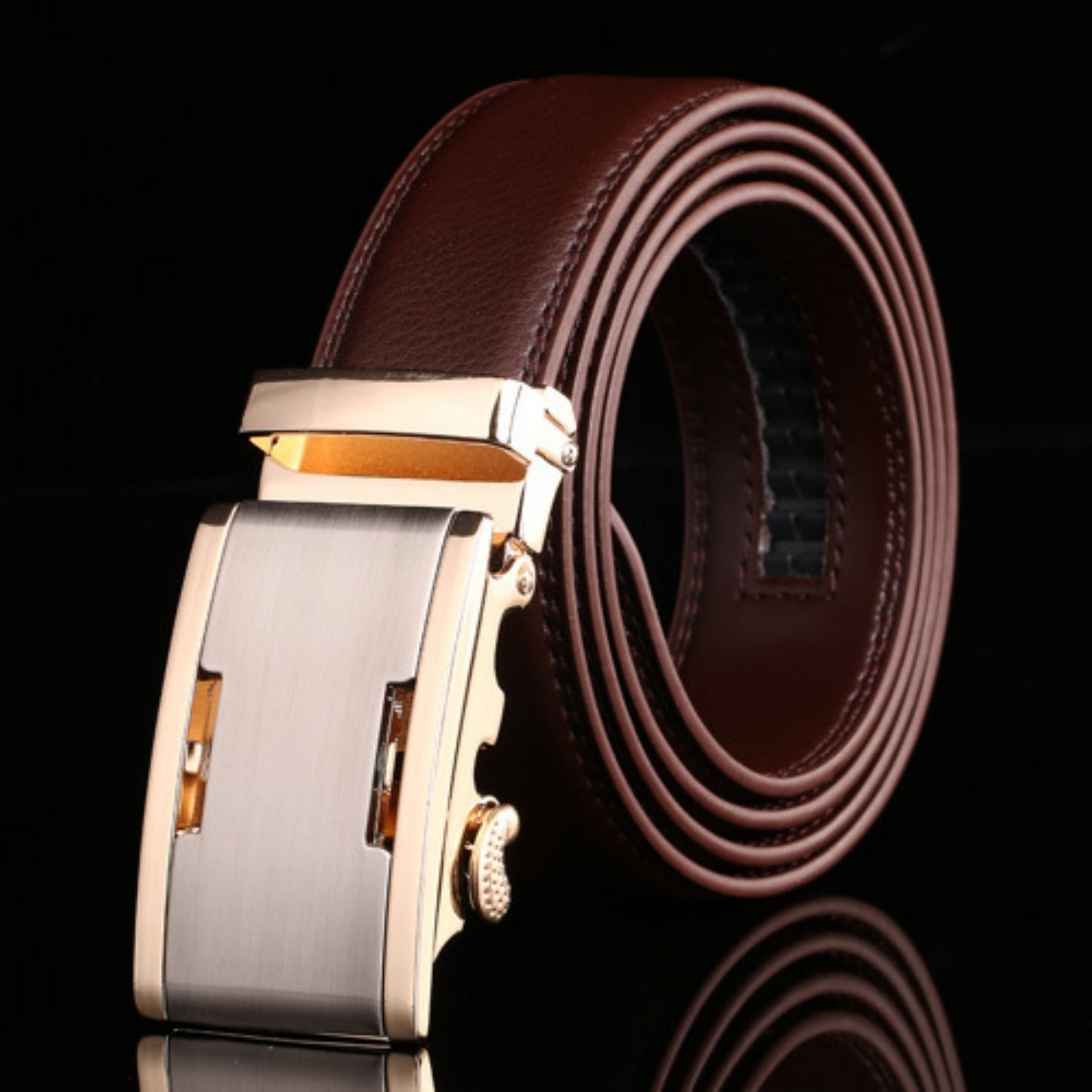 Ceinture en cuir de vachette à boucle automatique pour homme