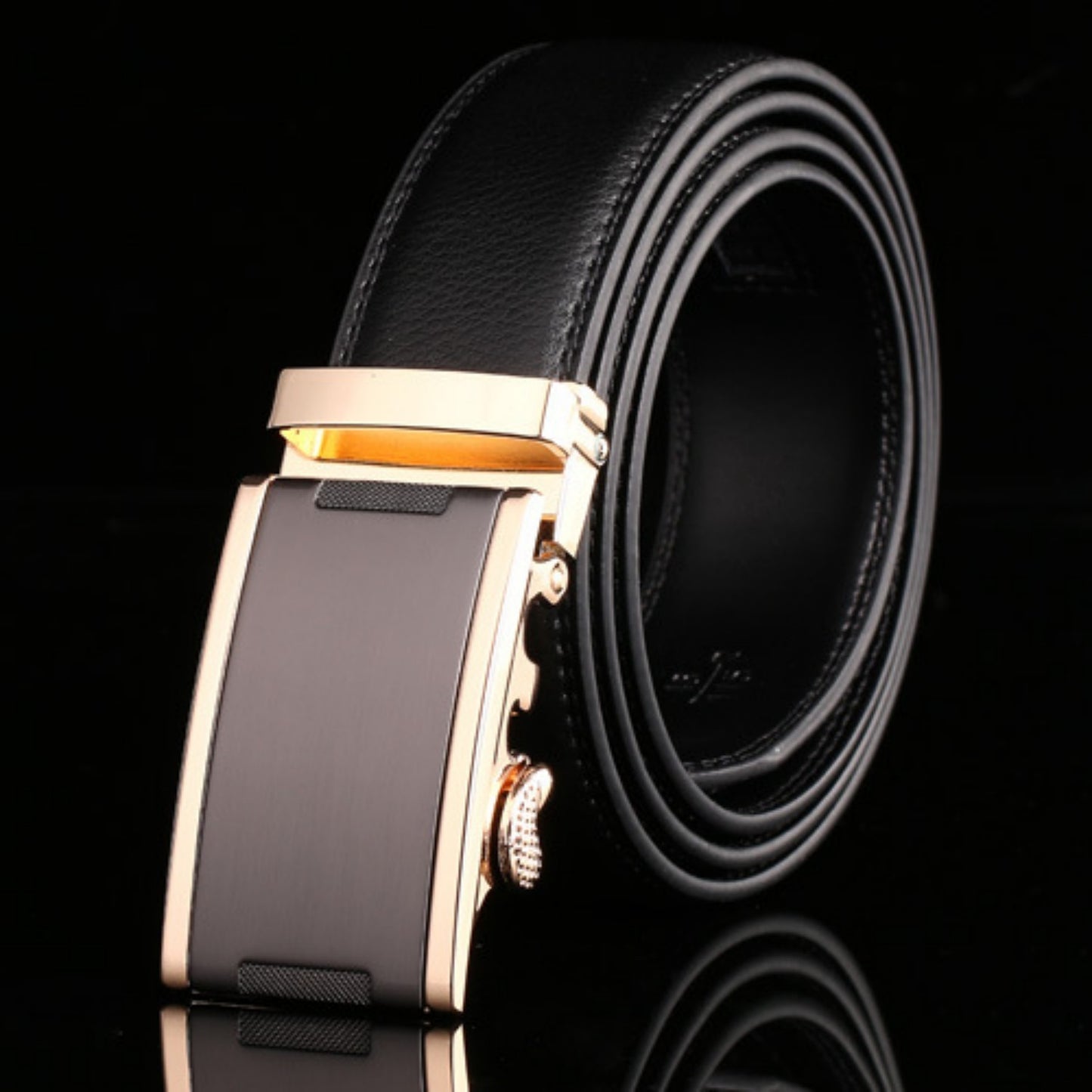 Ceinture en cuir de vachette à boucle automatique pour homme