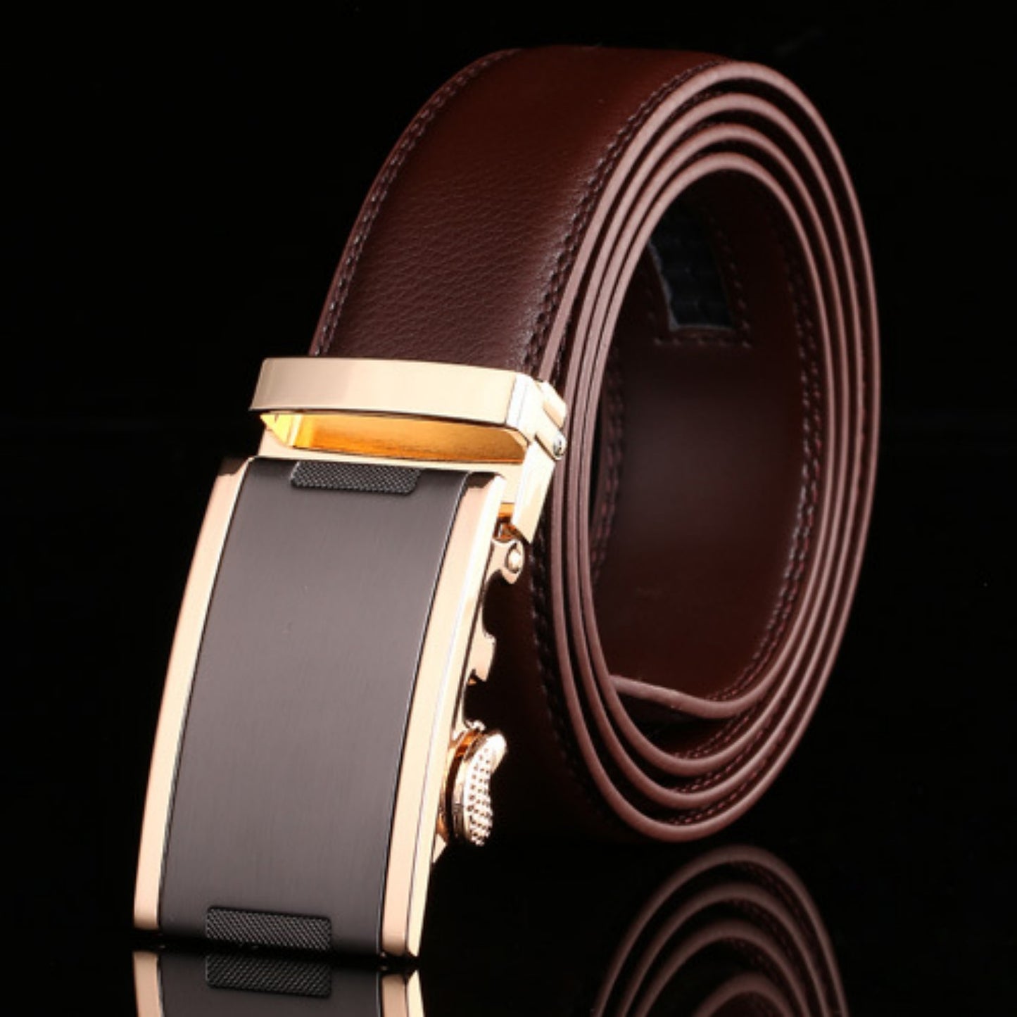 Ceinture en cuir de vachette à boucle automatique pour homme