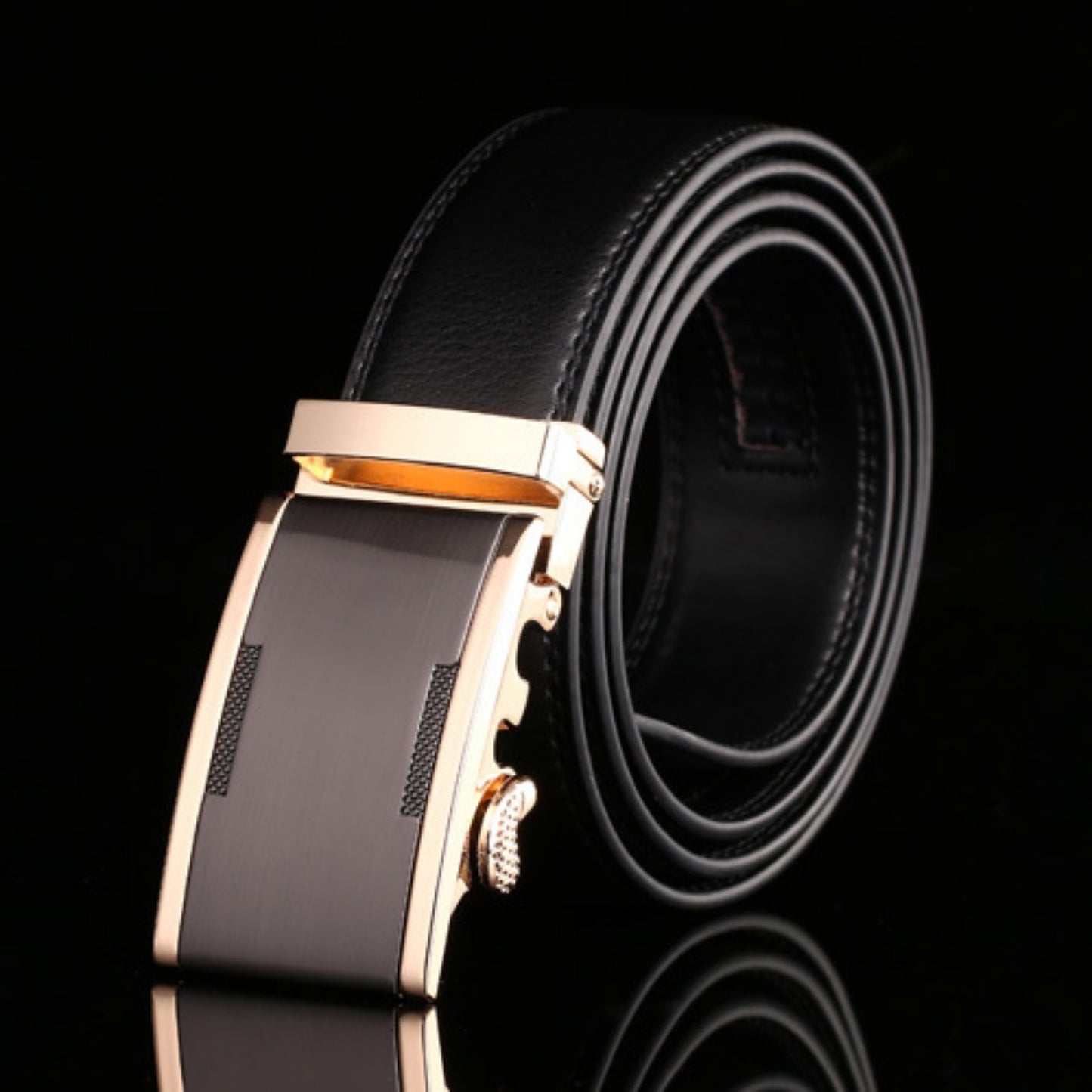 Ceinture en cuir de vachette à boucle automatique pour homme