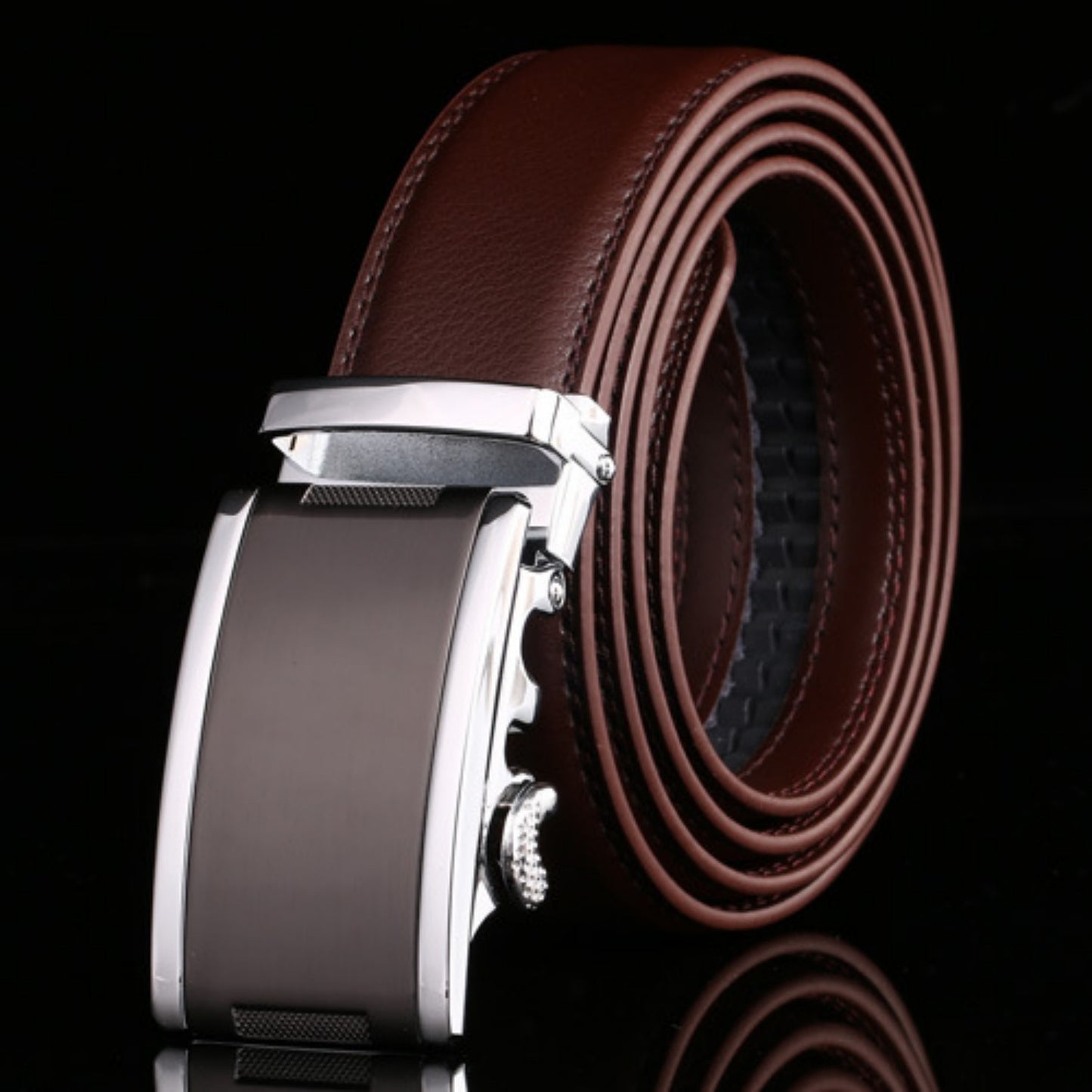 Ceinture en cuir de vachette à boucle automatique pour homme