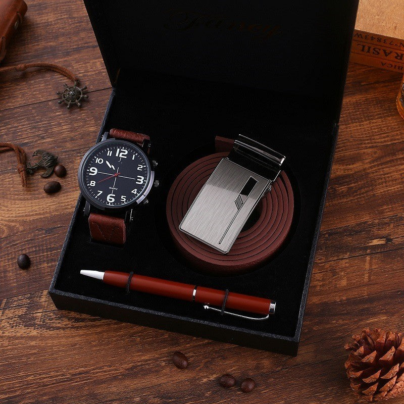Ceinture d’affaires Portefeuille Montre-bracelet Stylo Coffret cadeau pour hommes
