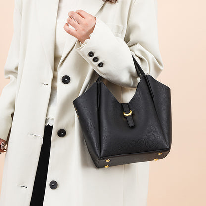 Sac à seau en cuir authentique pour femmes à grande capacité