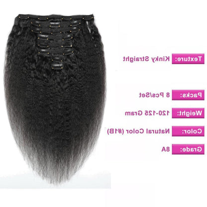 Kinky Straight Clip In Extensions de cheveux humains naturels