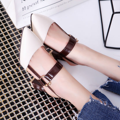nouveau creux sandales grossières talons hauts talons peu profonds bouche pointu baotou chaussures chaussures de travail femmes Femmes