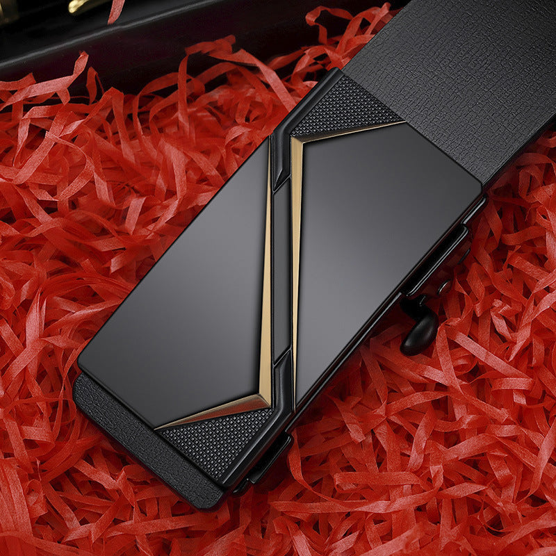 Hommes en cuir véritable édenté automatique boucle en cuir de vachette Ceinture d’affaires...