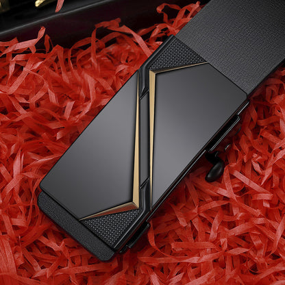 Hommes en cuir véritable édenté automatique boucle en cuir de vachette Ceinture d’affaires...