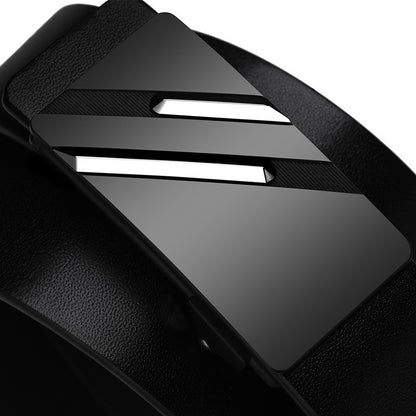 Hommes en cuir véritable édenté automatique boucle en cuir de vachette Ceinture d’affaires...