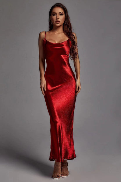 Beauté Vêtements Sling Exposé Dos Sexy Robe Slim Fit Mode Long Sk...