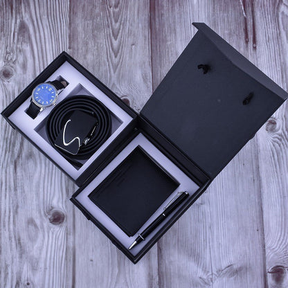 Ceinture d’affaires Portefeuille Montre-bracelet Stylo Coffret cadeau pour hommes