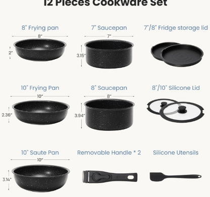 12 POTS And Pans Set, Non-stick Kitchen Cookware Set