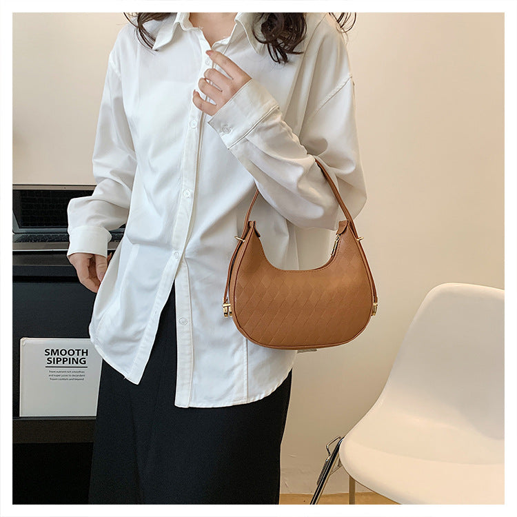 Sac à main français sous les bras élégant à motif de losange à épaule très chic