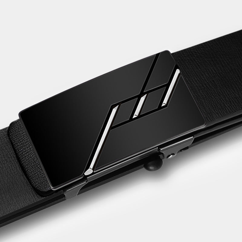 Hommes en cuir véritable édenté automatique boucle en cuir de vachette Ceinture d’affaires...