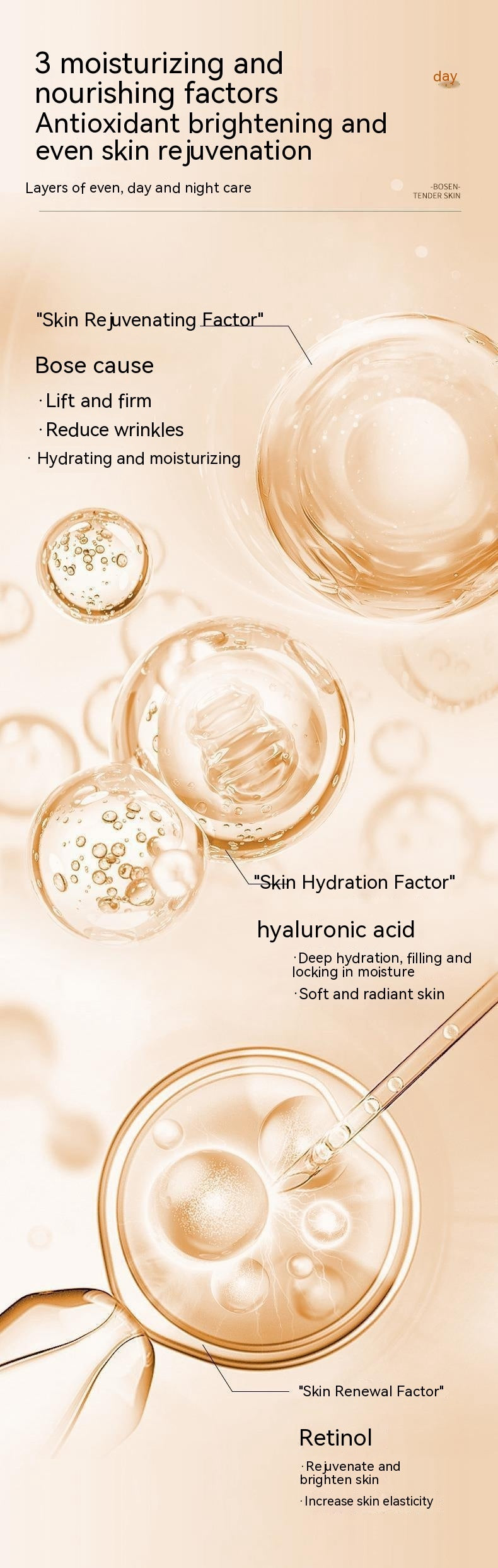 Ensemble de cinq pièces de luxe de couleur de verre Mylinsha pour le rajeunissement de la peau