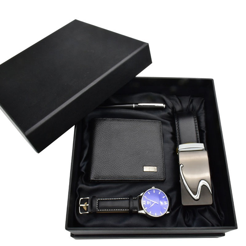 Ceinture d’affaires Portefeuille Montre-bracelet Stylo Coffret cadeau pour hommes
