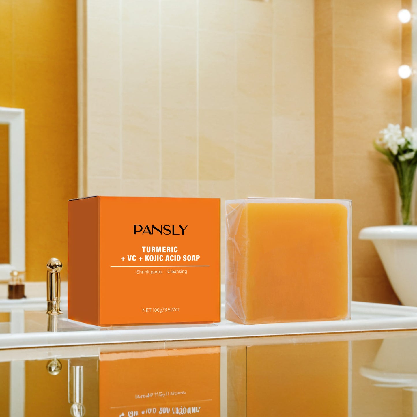 Savon à l’acide kojique de curcuma et de vitamine C