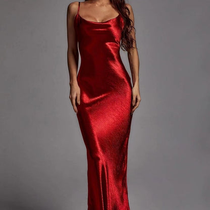 Beauté Vêtements Sling Exposé Dos Sexy Robe Slim Fit Mode Long Sk...