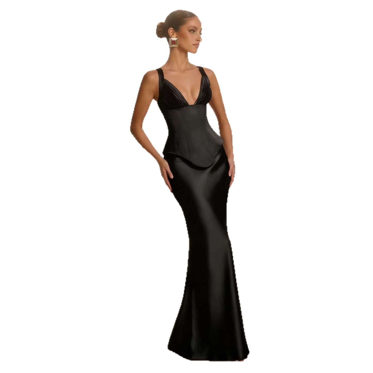 Ensemble jupe longue en satin à la mode