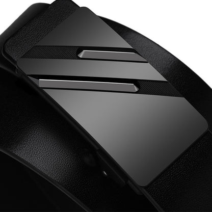 Hommes en cuir véritable édenté automatique boucle en cuir de vachette Ceinture d’affaires...