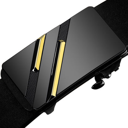 Hommes en cuir véritable édenté automatique boucle en cuir de vachette Ceinture d’affaires...