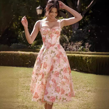 Florale Robe Douce à Sangle Française