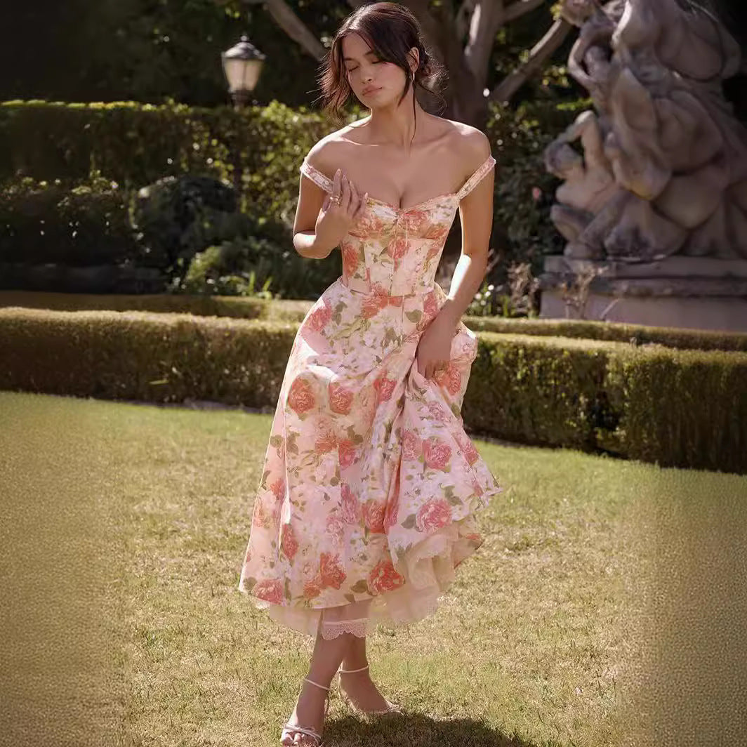 Florale Robe Douce à Sangle Française