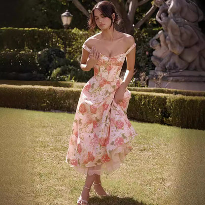Florale Robe Douce à Sangle Française