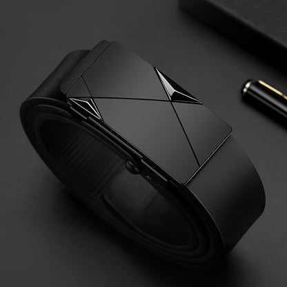 Hommes en cuir véritable édenté automatique boucle en cuir de vachette Ceinture d’affaires...