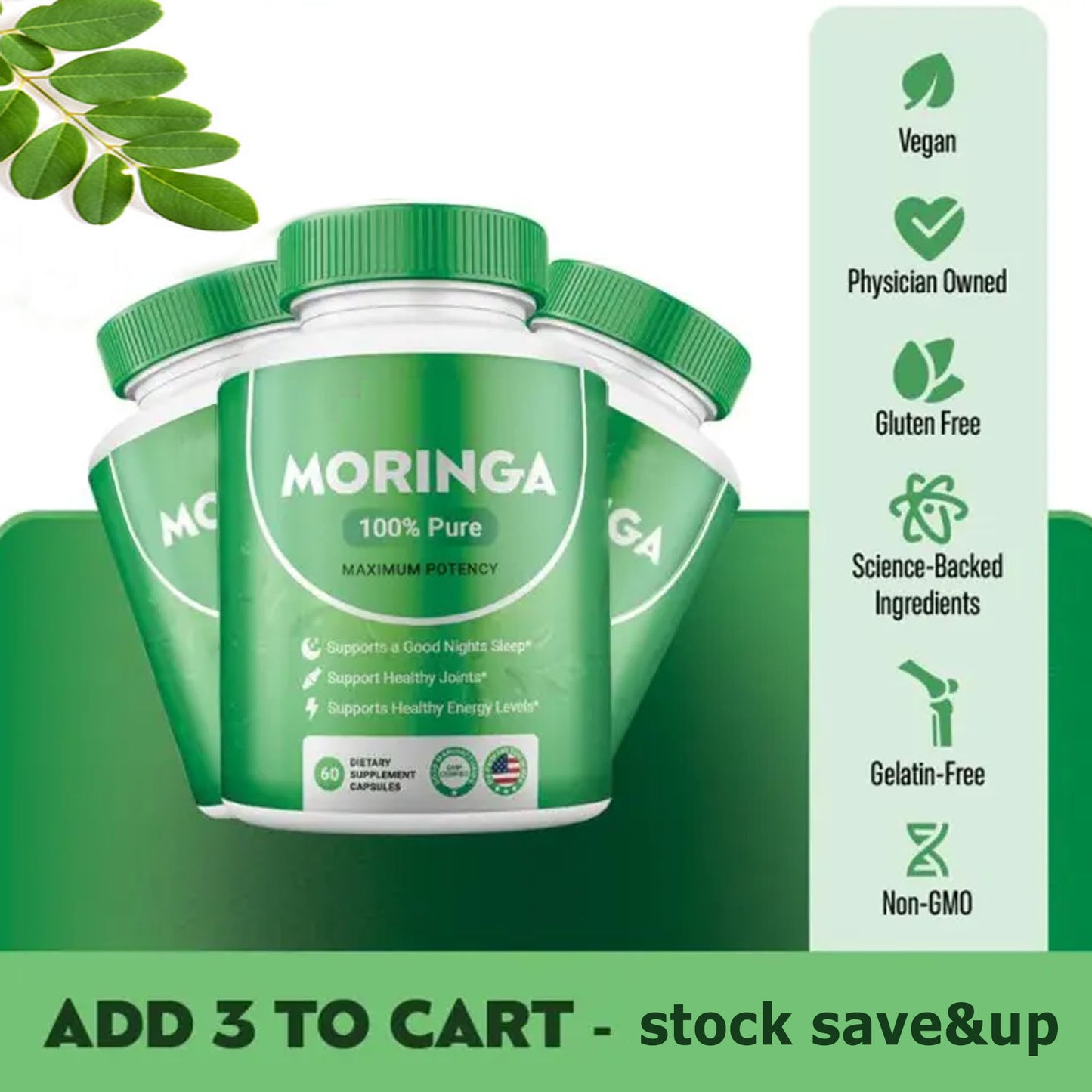 Gélules de Moringa, Pure Moringa  Energy, Metabolisme et Immune Support