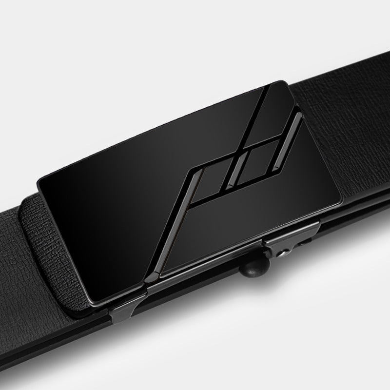 Hommes en cuir véritable édenté automatique boucle en cuir de vachette Ceinture d’affaires...