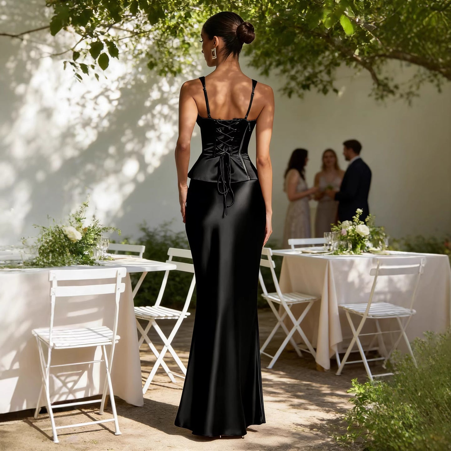 Ensemble jupe longue en satin à la mode