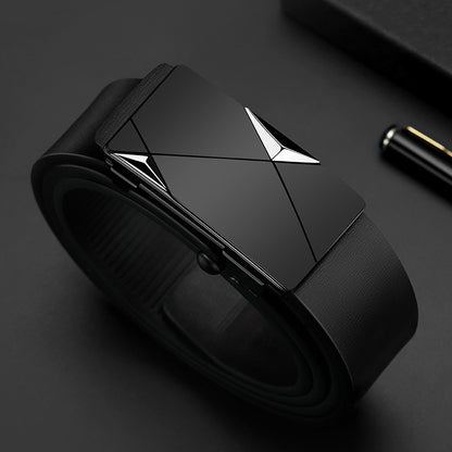 Hommes en cuir véritable édenté automatique boucle en cuir de vachette Ceinture d’affaires...